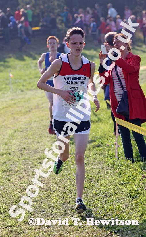 James Cripwell (Gateshead) on his way to winning the under-17s mens,  Sherman Cup, Hedley Farm, Tanfield,  County Durham.